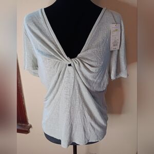 Women’s Twist-Front V-Neck Top - Light Mint,  Size Large